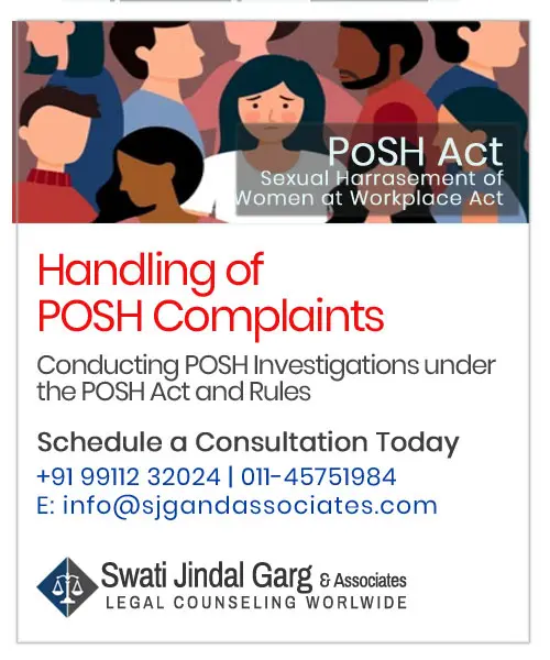 Handling POSH Complaints - SJG & Associates Law Firm In Delhi India