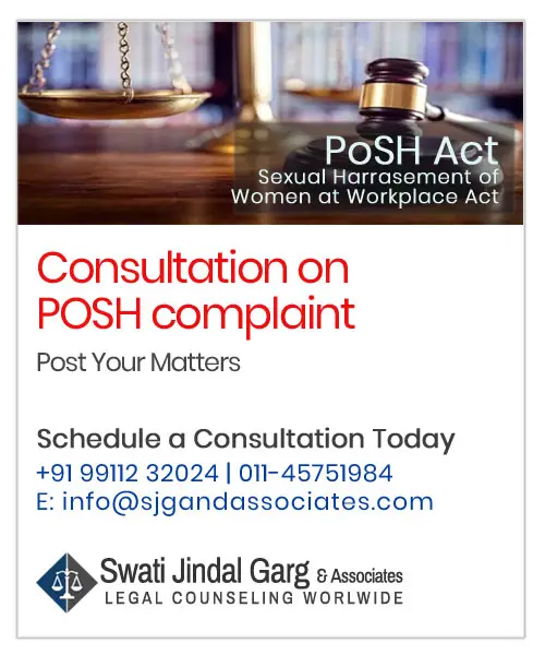 Consultation on POSH Complaint - SJG & Associates Law Firm In Delhi India