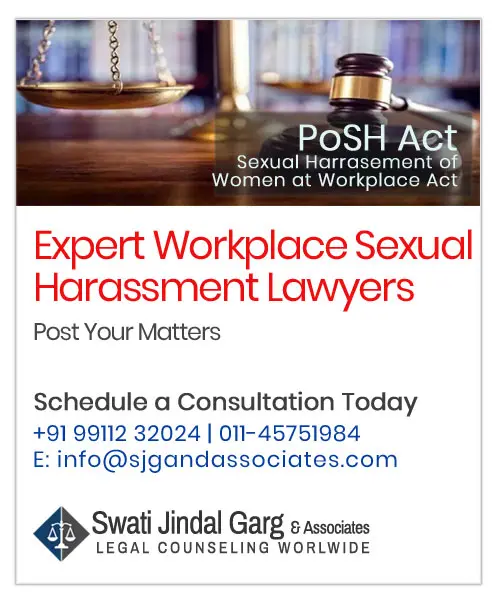 Expert Workplace Seaxual Harassment Lawyers - SJG & Associates Law Firm In Delhi India